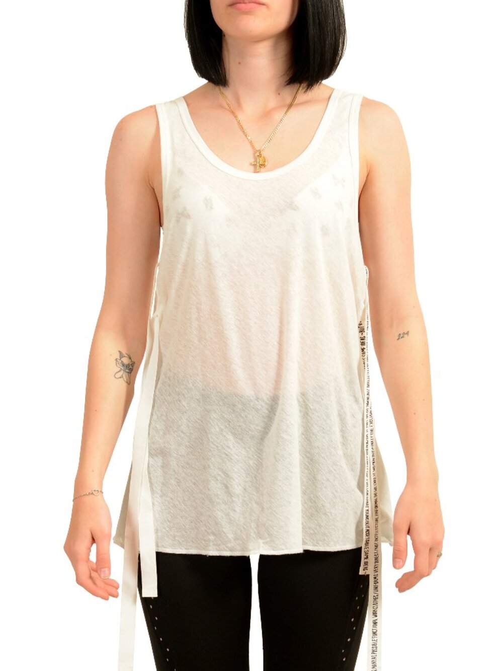 Maison Margiela MM6 Women's Linen Asymmetrical Blouse Tank Top US M IT 42